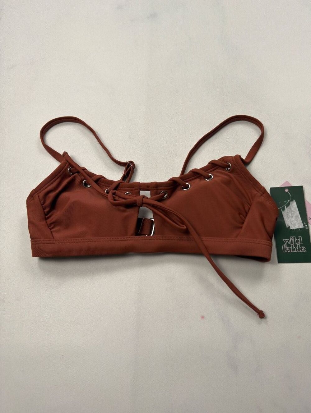 Wild Fable Bra Brown Lace-Up Detail Removable Pads - Womens XXS NWT